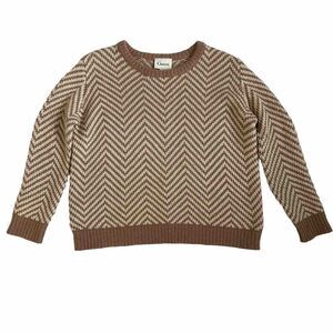 Ganni CHEVRON SWEATER Size L Beige